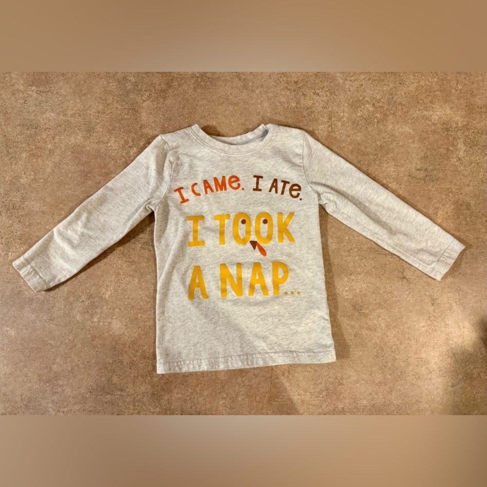 Carter's - Toddler Adorable Thanksgiving Gray Long Sleeve Tee Shirt, Size 4T